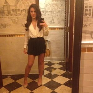 White wrapover blouse deep v neck